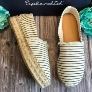SPLENDID Lilly Striped Canvas Slip On Espadrille Flats 10M