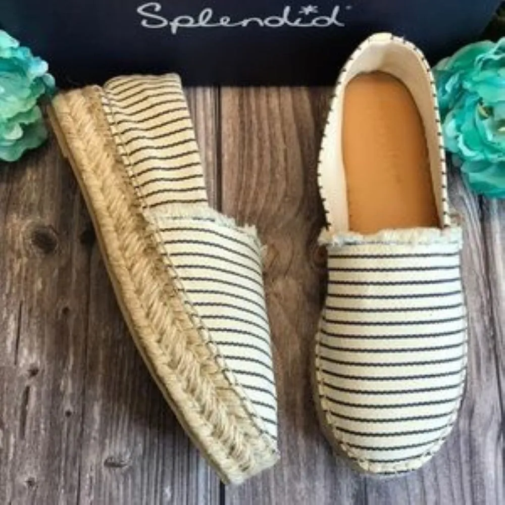 SPLENDID Lilly Striped Canvas Slip On Espadrille Flats 10M