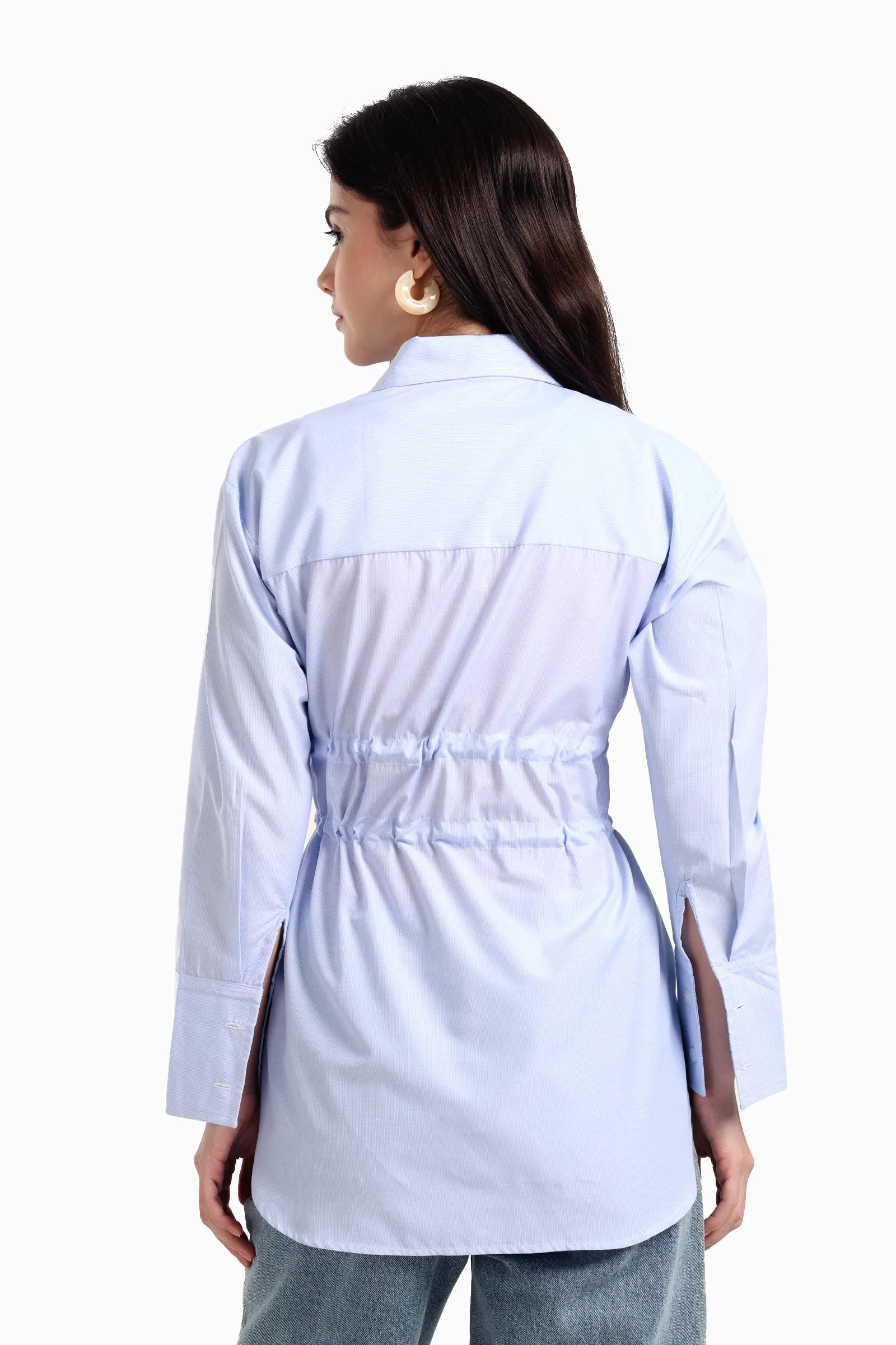 Striped Waist Drawstring Shirt