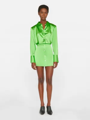 Strong Shoulder Mini Dress in Bright Peridot