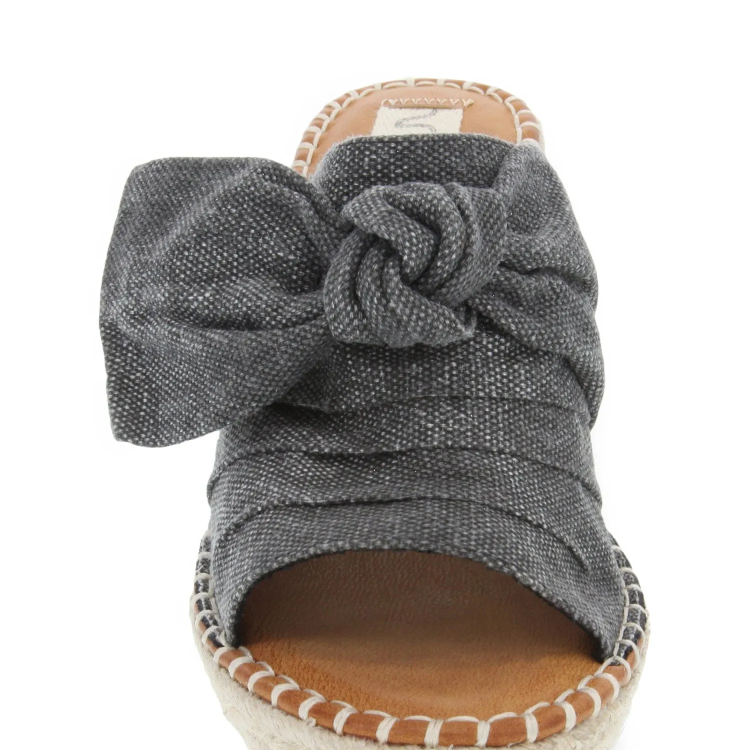 Sugar Womens Hundreds Canvas Slip On Wedge Sandals Black 7 Medium (B,M)
