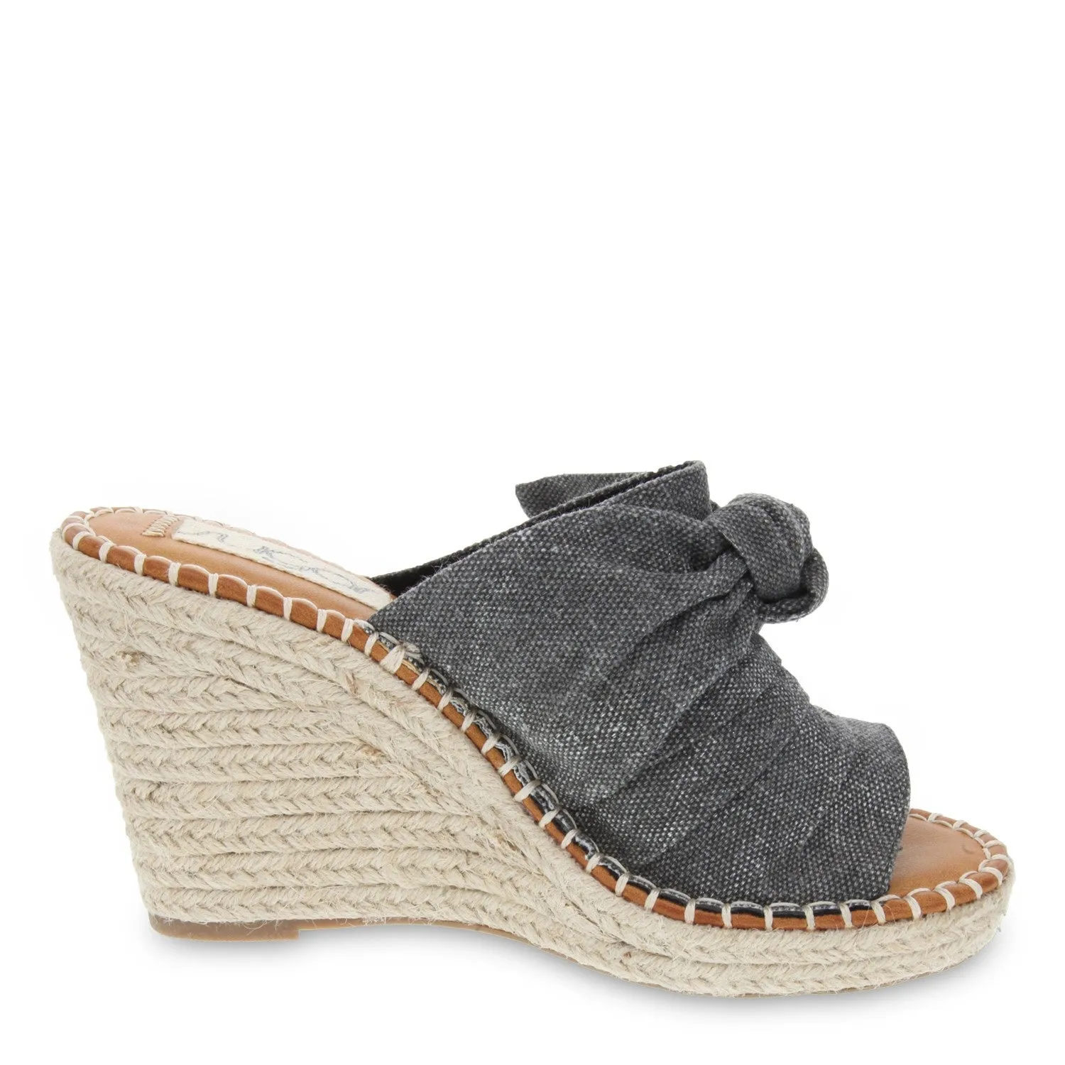 Sugar Womens Hundreds Canvas Slip On Wedge Sandals Black 7 Medium (B,M)