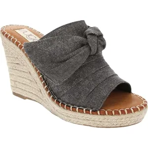 Sugar Womens Hundreds Canvas Slip On Wedge Sandals Black 7 Medium (B,M)