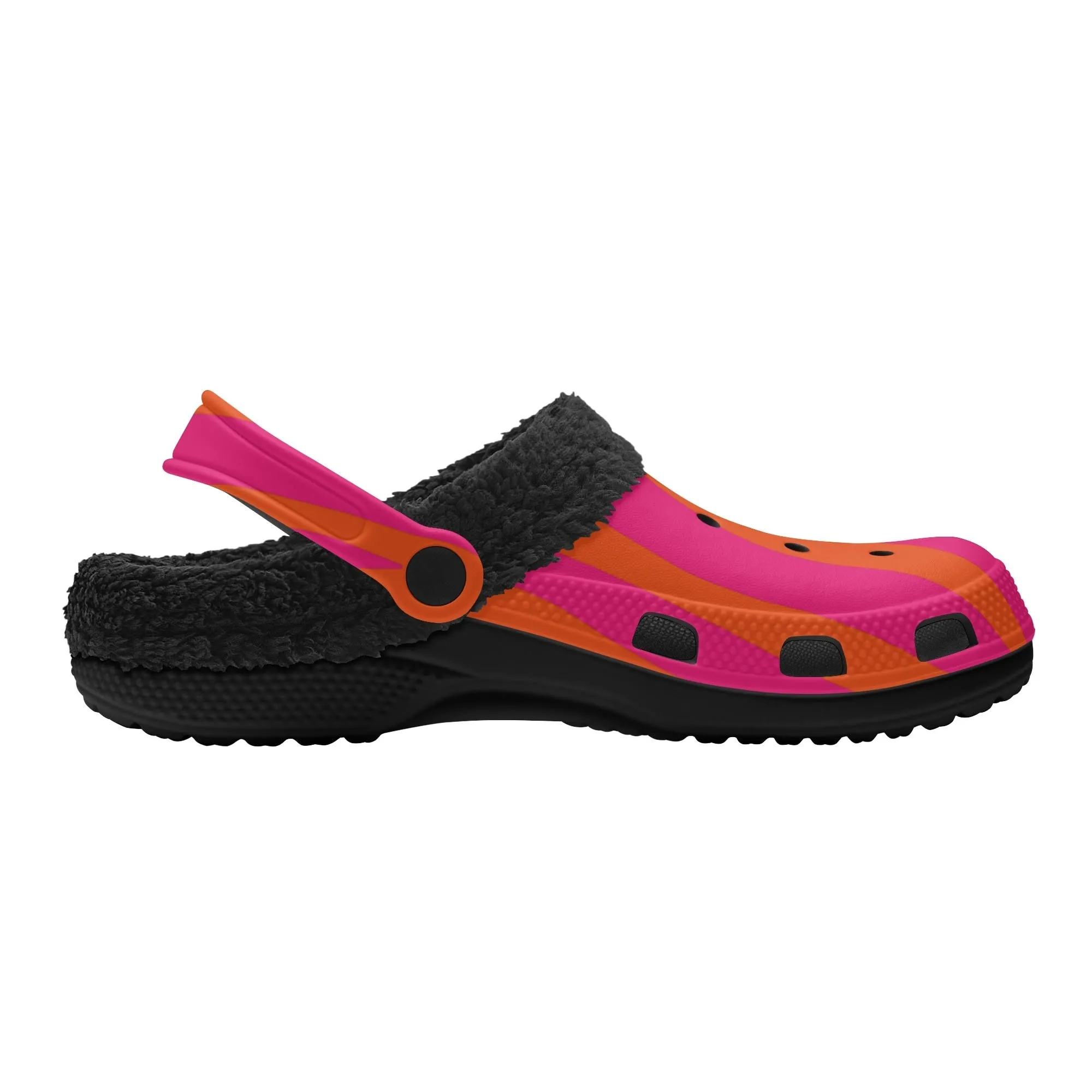 Tiger Stripe Black Winter Fur Lined Clog
