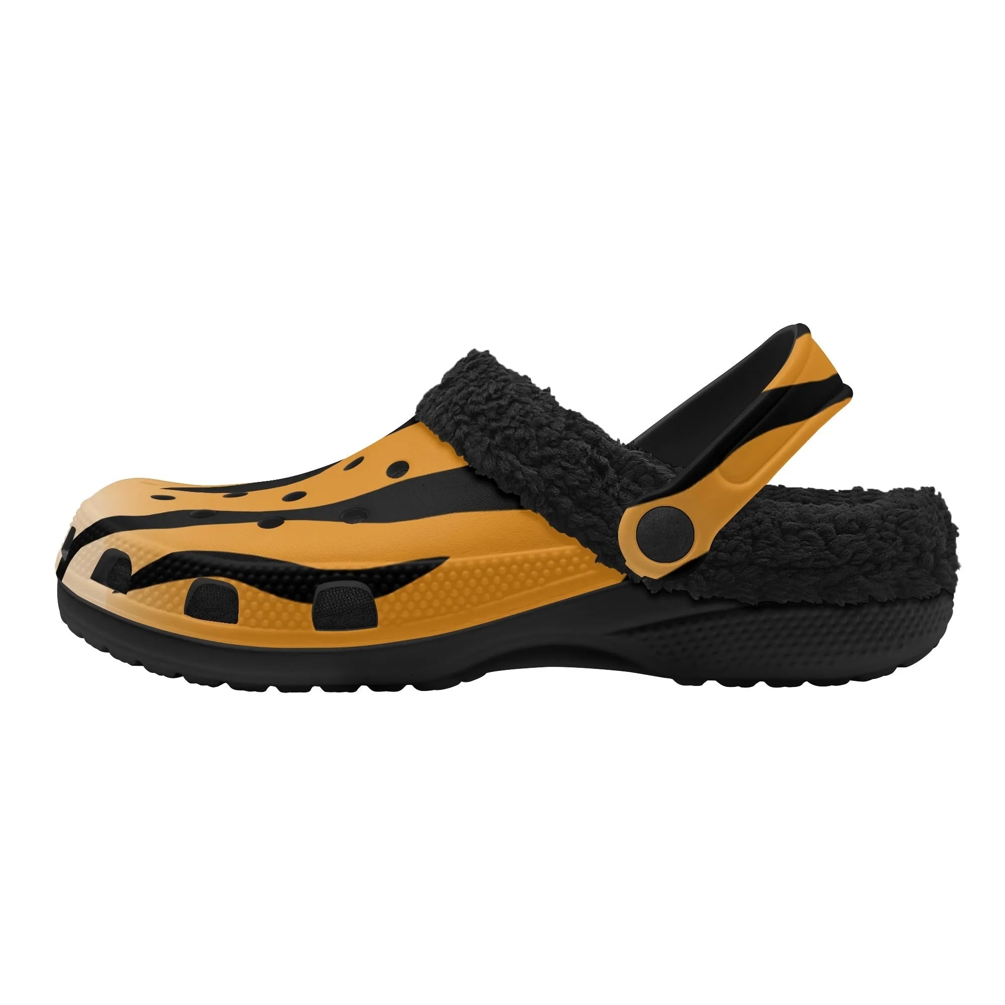Tiger Stripe Black Winter Fur Lined Clog