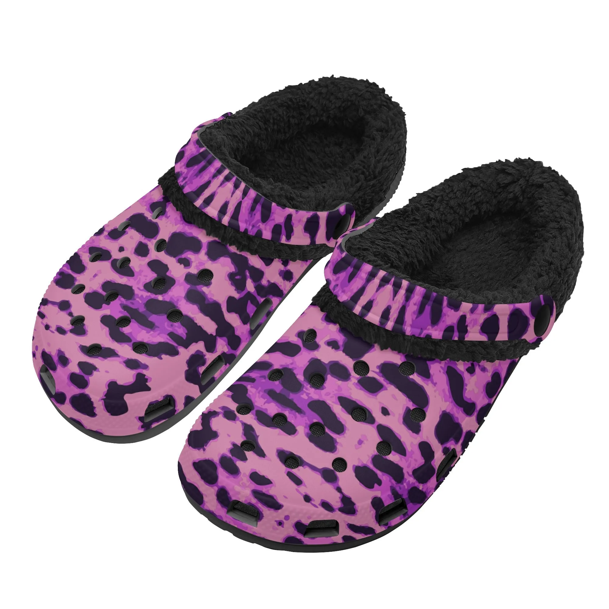 Tiger Stripe Black Winter Fur Lined Clog