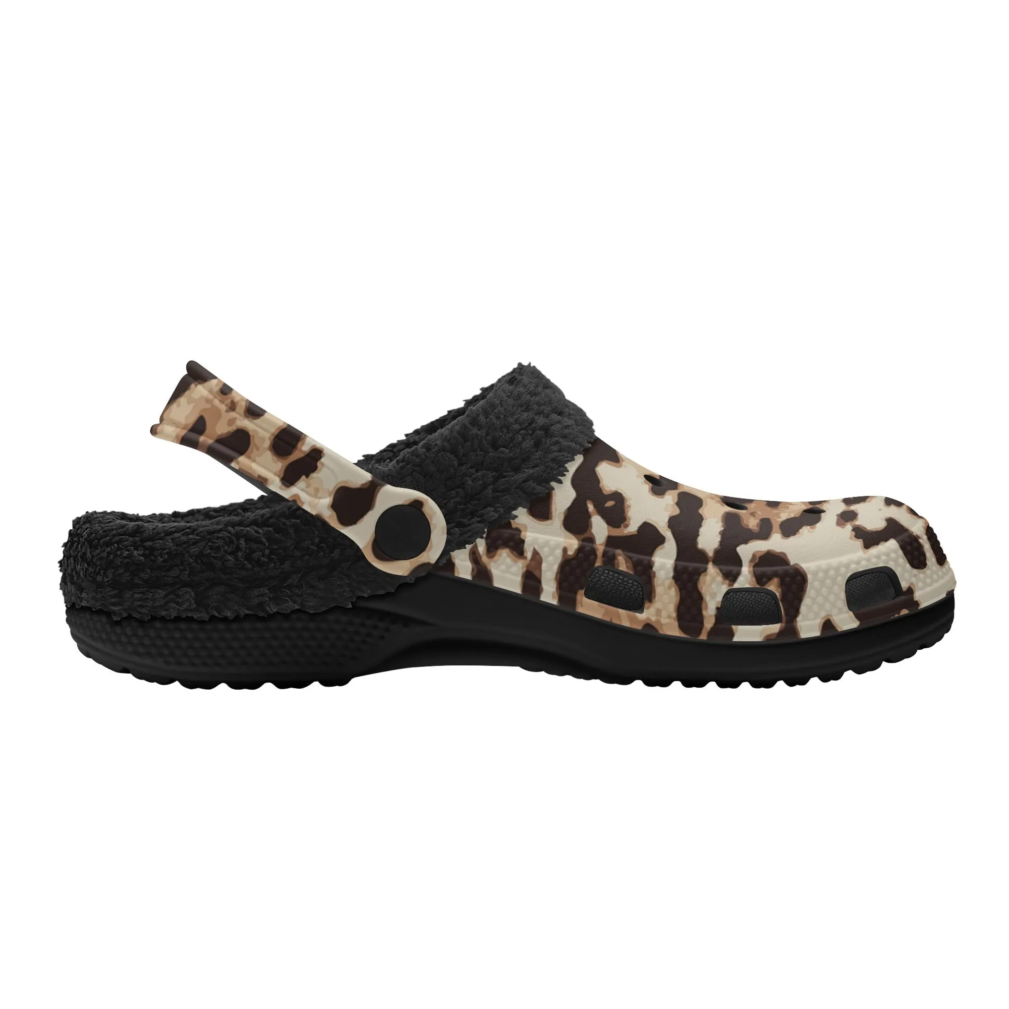Tiger Stripe Black Winter Fur Lined Clog