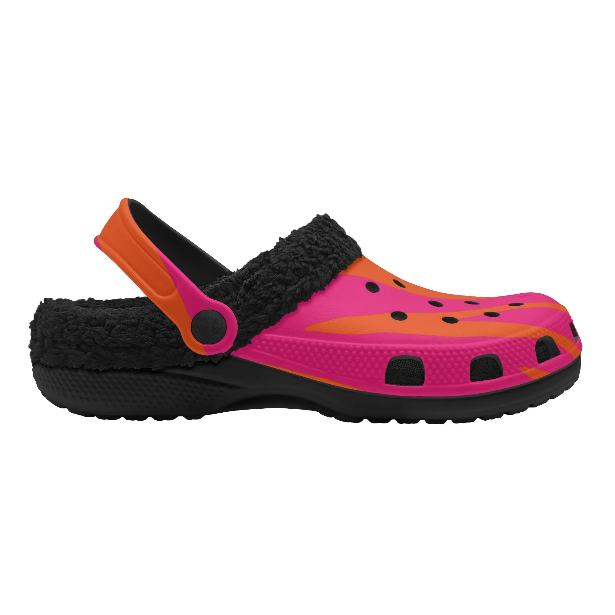 Tiger Stripe Black Winter Fur Lined Clog