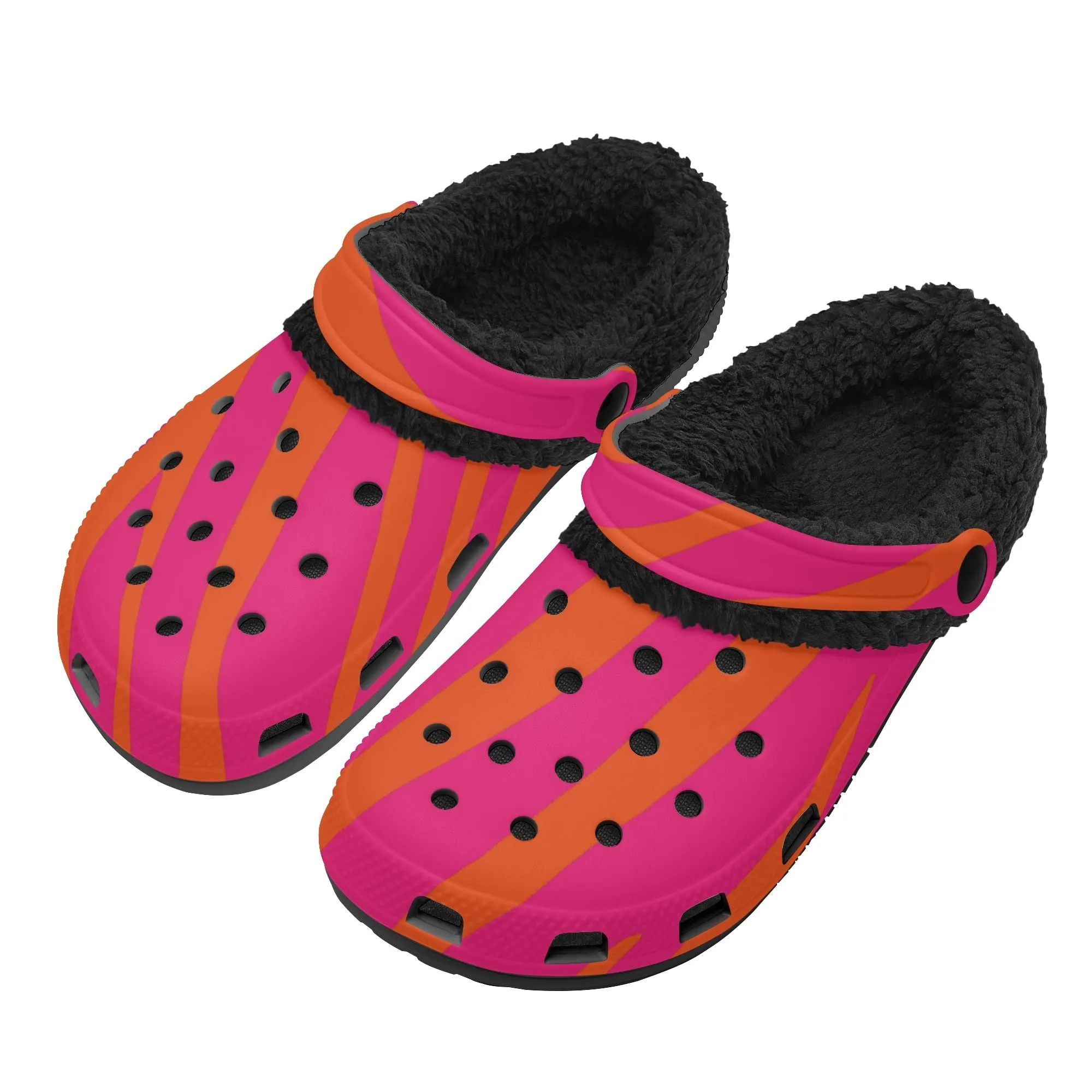 Tiger Stripe Black Winter Fur Lined Clog