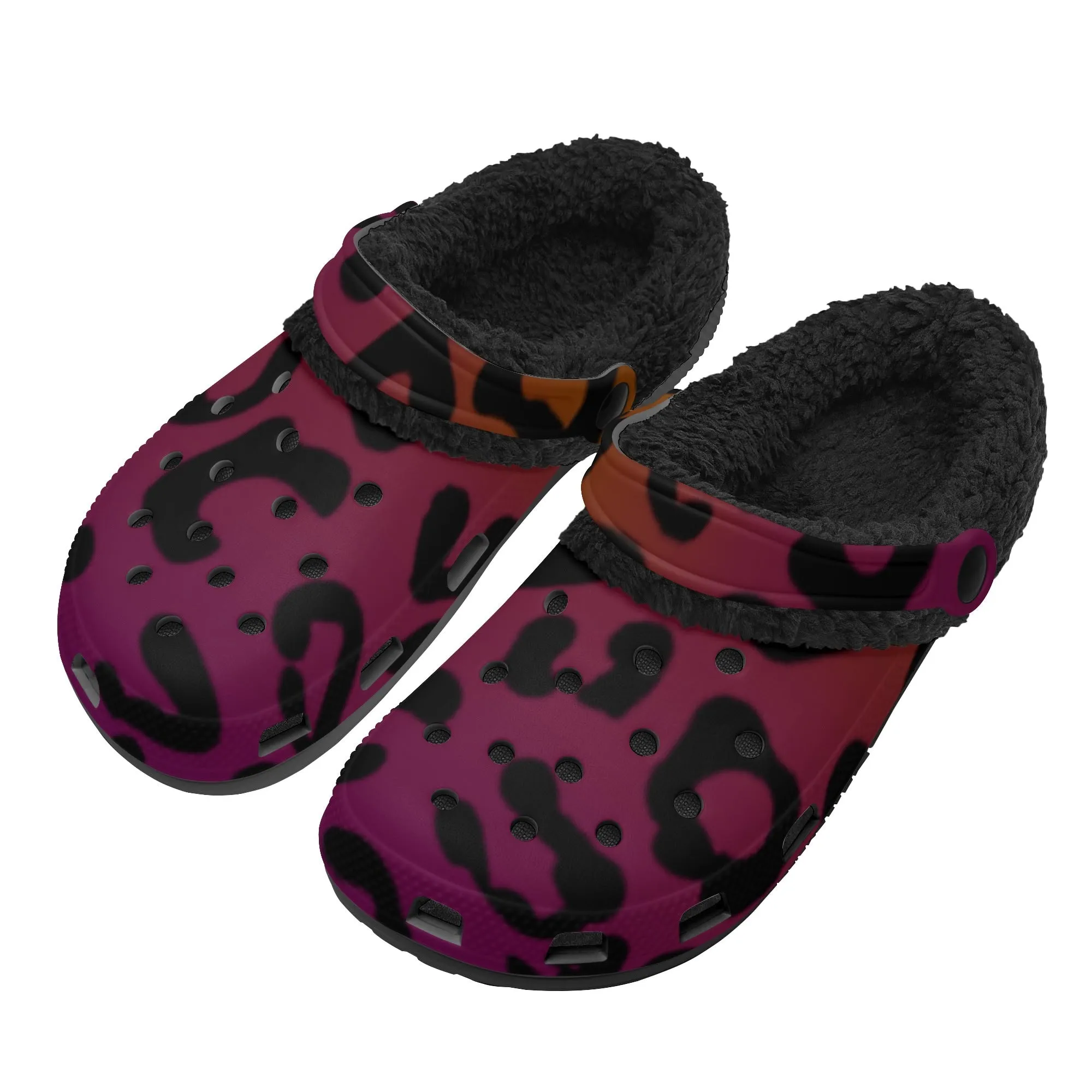 Tiger Stripe Black Winter Fur Lined Clog