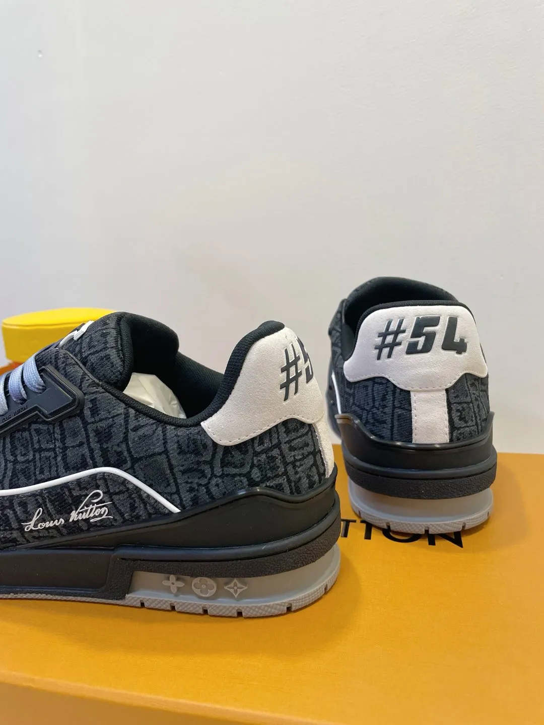 TRAINER SNEAKER IN BLACK MONOGRAM DENIM FABRIC