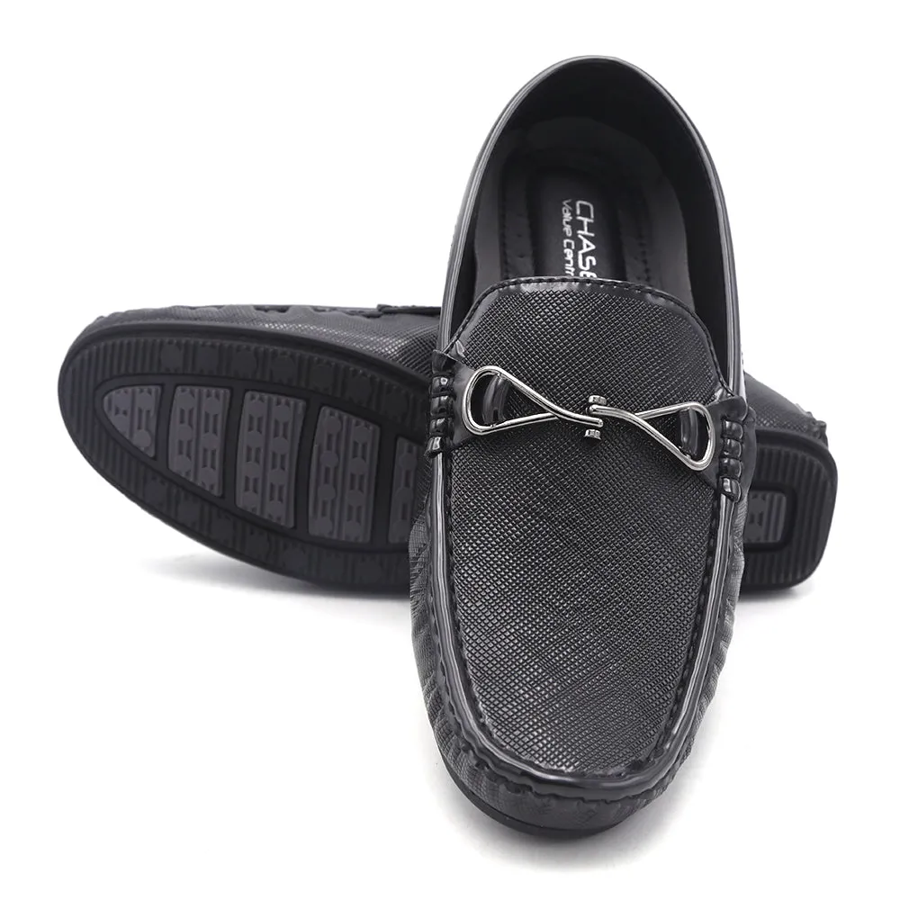 Valuable Premium Slip-On Loafers with Metal Horsebit - Black