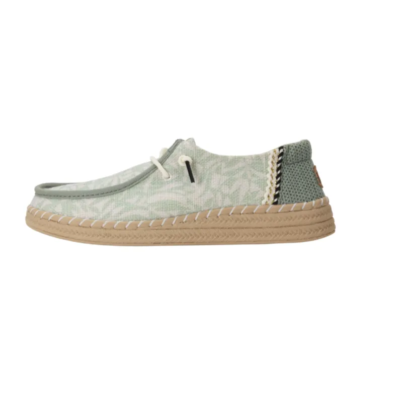 Wendy Espadrille Retro Palm - Green & White