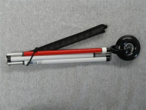 White Cane - Graphite, Folding, with Free Wheeling Tip