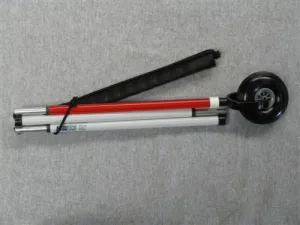 White Cane - Graphite, Folding, with Free Wheeling Tip