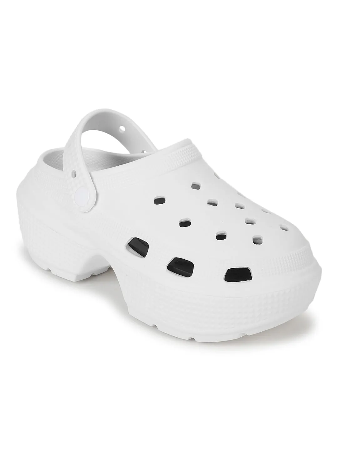 White PU Block Slip-On Clogs (TC-RS4204-WHT)
