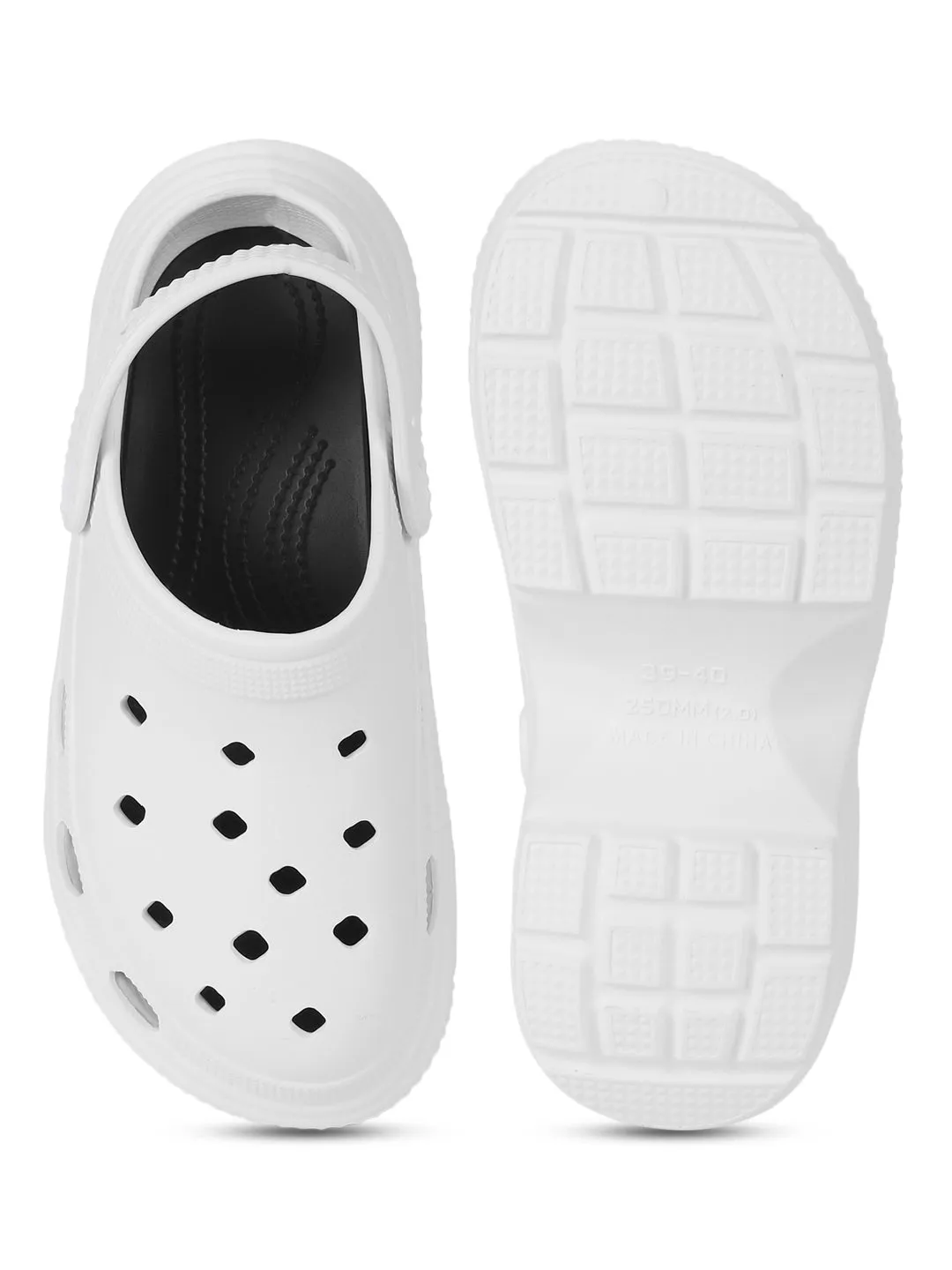 White PU Block Slip-On Clogs (TC-RS4204-WHT)