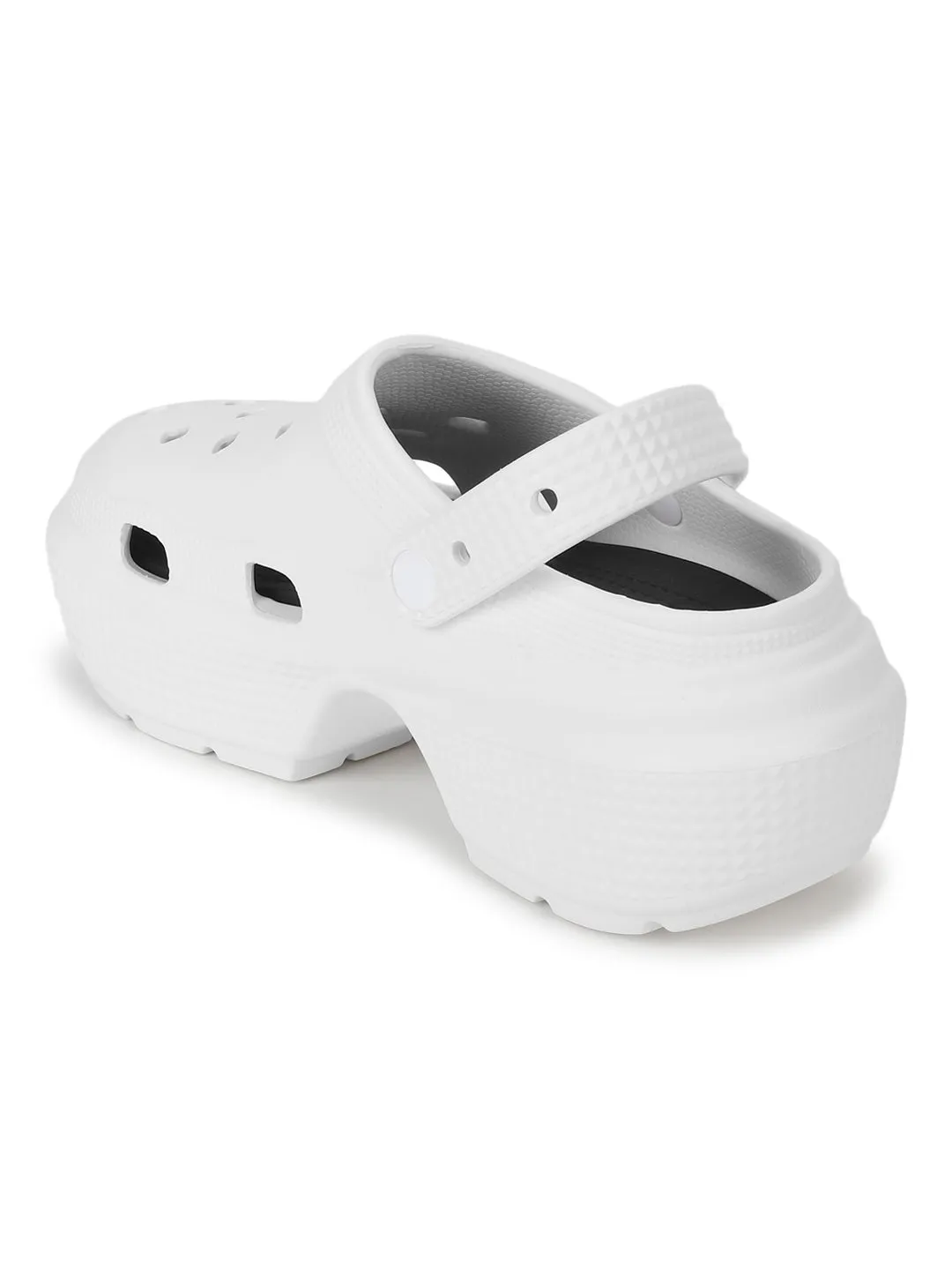 White PU Block Slip-On Clogs (TC-RS4204-WHT)