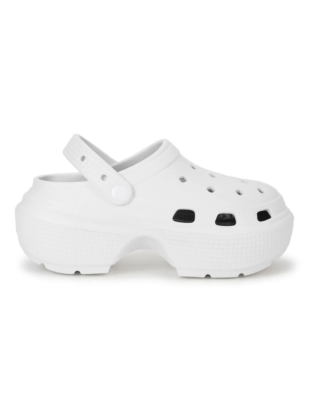 White PU Block Slip-On Clogs (TC-RS4204-WHT)