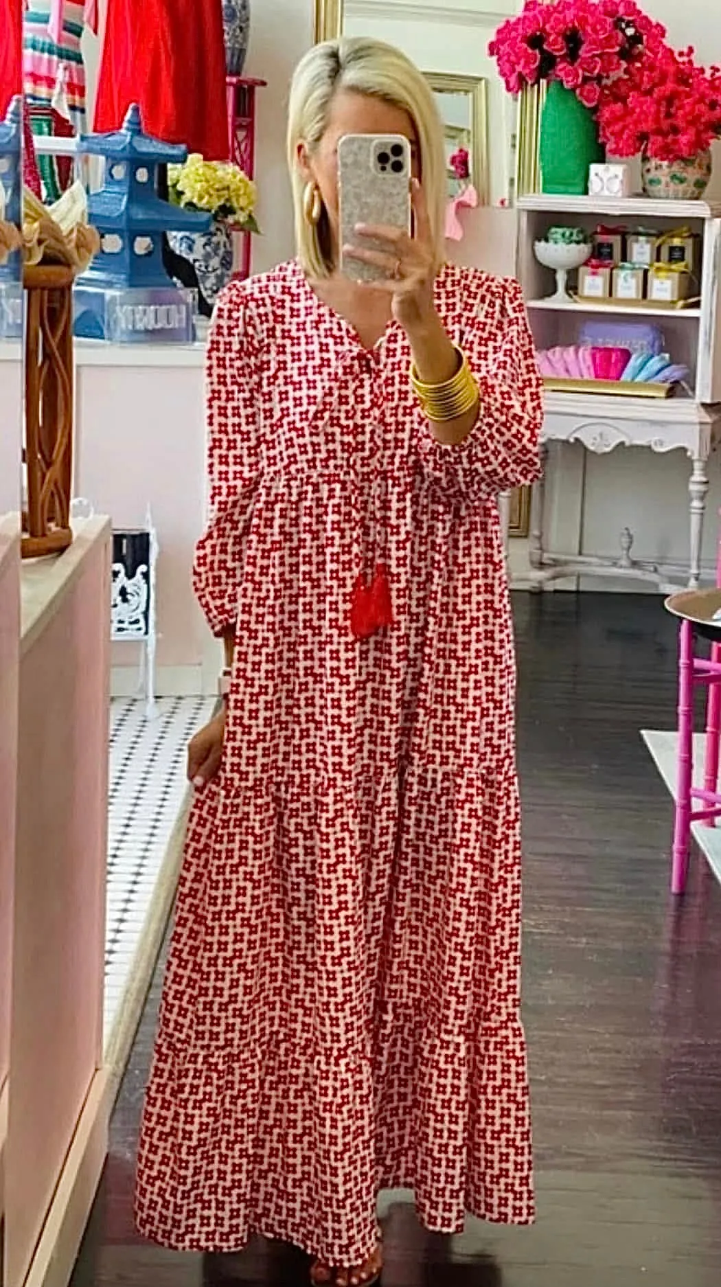 Wild Hearts Print Tiered Maxi Dress