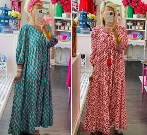 Wild Hearts Print Tiered Maxi Dress