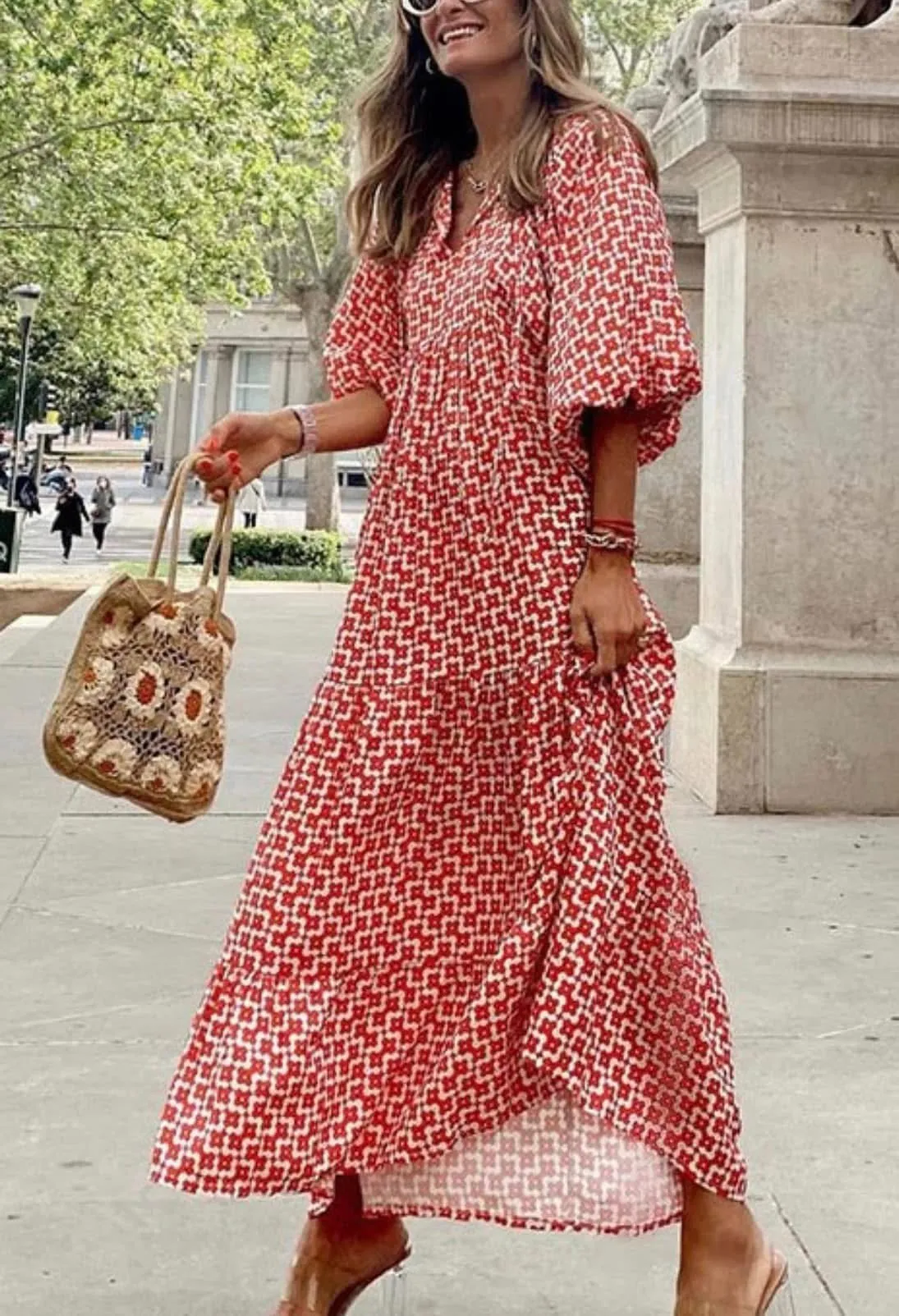 Wild Hearts Print Tiered Maxi Dress