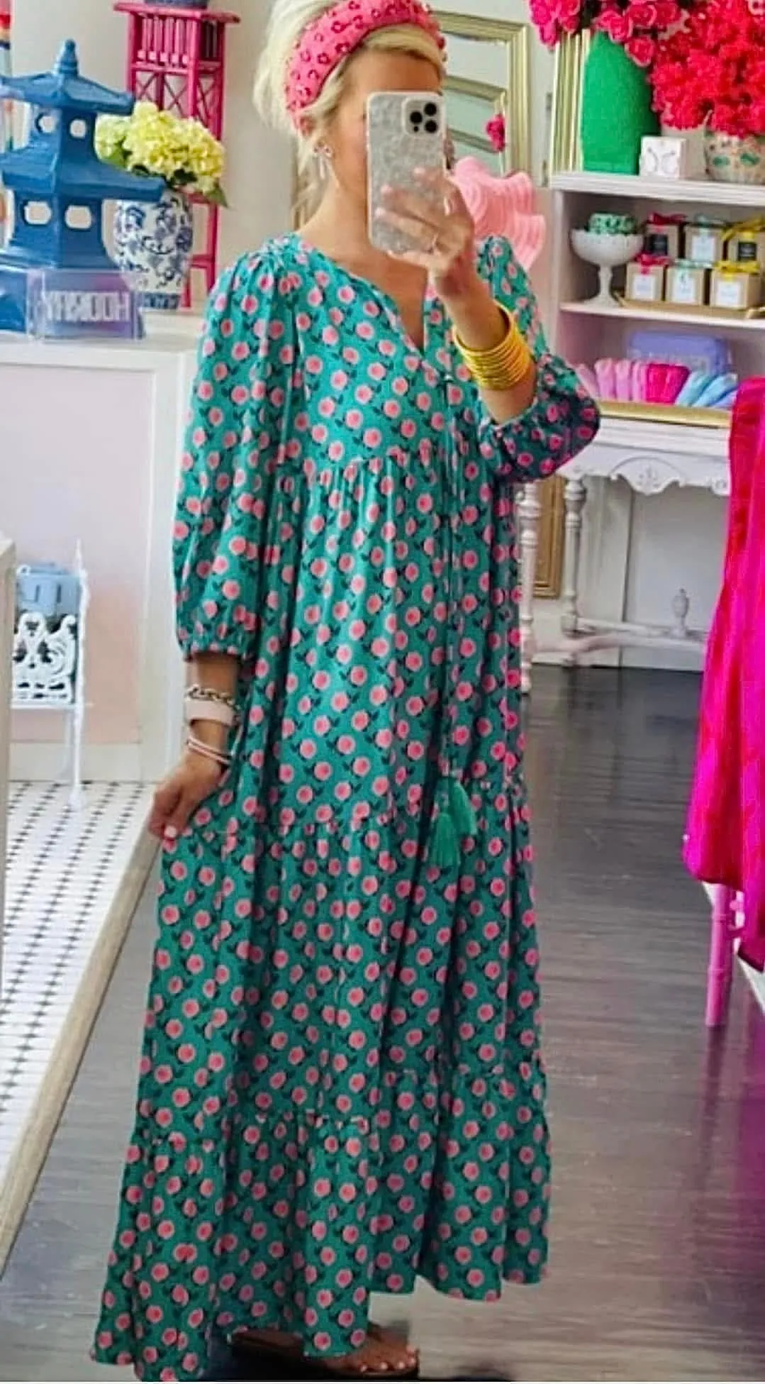 Wild Hearts Print Tiered Maxi Dress