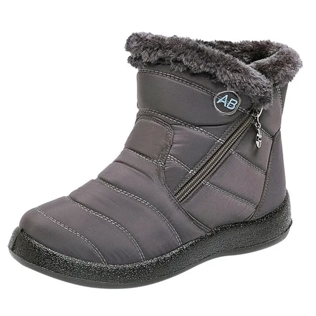 Women Snow Boots Warm Short Fur Plush Winter Ankle Boots Plus Size Ladies Shoes Female Zip Comfort Warm Shoes Footwear #1016