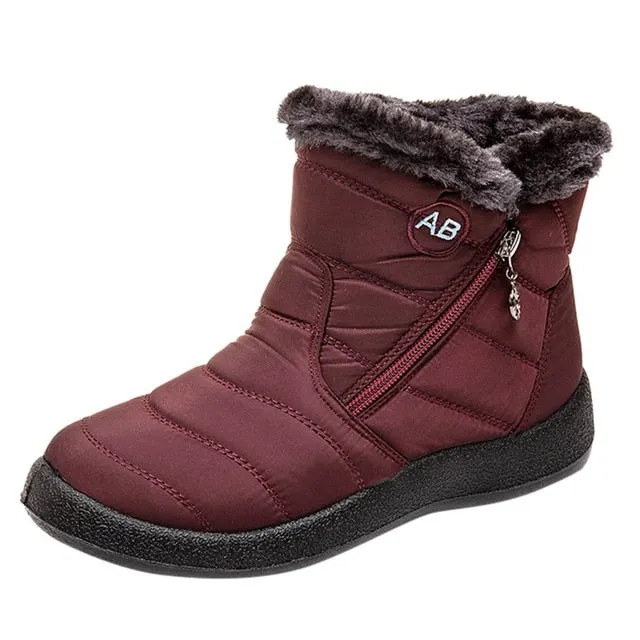 Women Snow Boots Warm Short Fur Plush Winter Ankle Boots Plus Size Ladies Shoes Female Zip Comfort Warm Shoes Footwear #1016