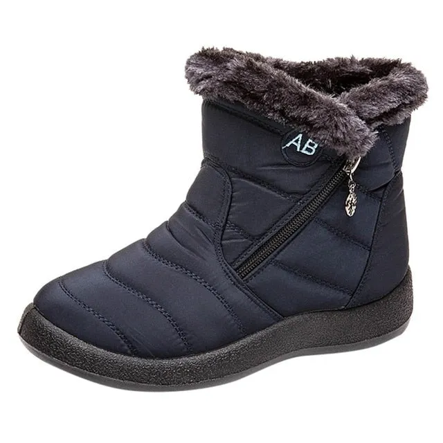 Women Snow Boots Warm Short Fur Plush Winter Ankle Boots Plus Size Ladies Shoes Female Zip Comfort Warm Shoes Footwear #1016