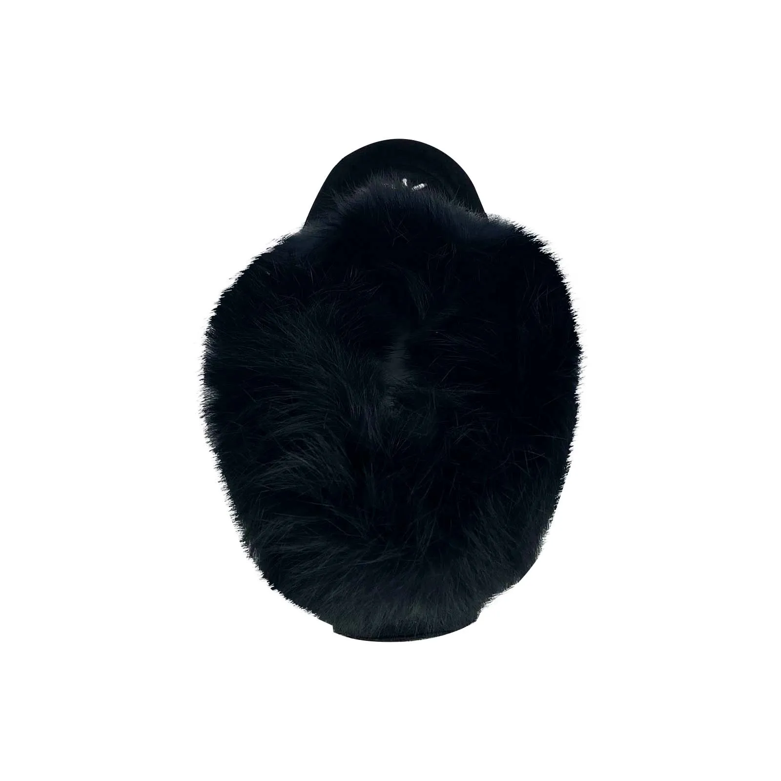 Women's Fleece Lined Rabbit Fur Black Suede Moccasins