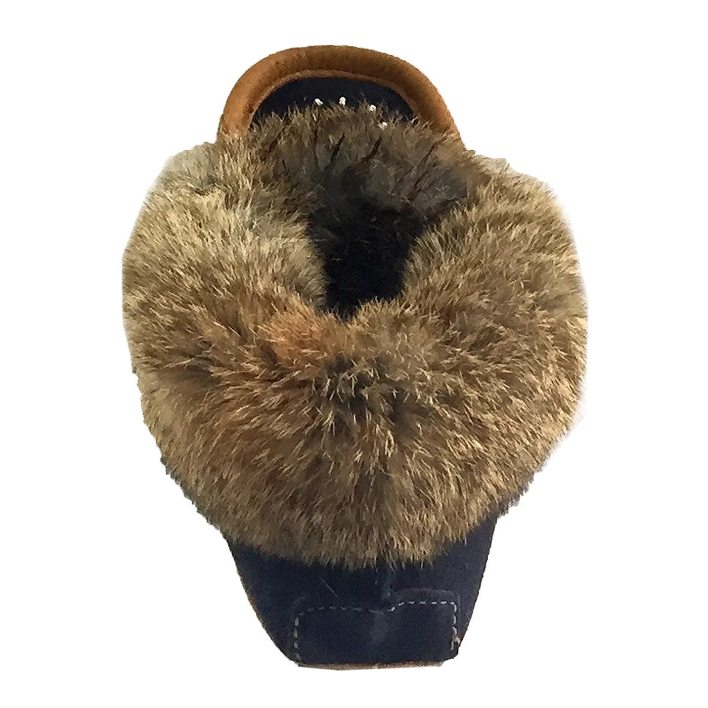Women's Fleece Lined Rabbit Fur Suede Moccasins