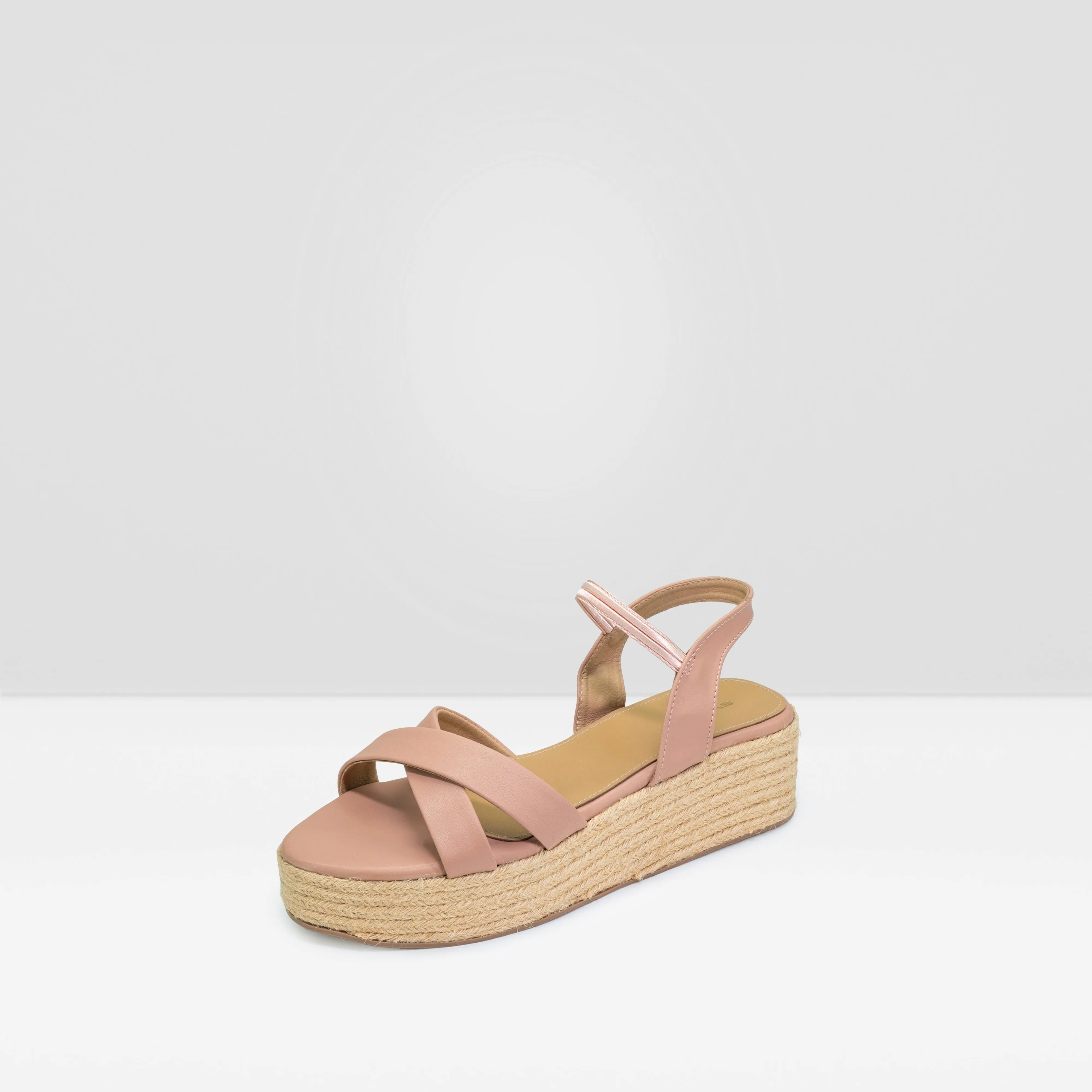WOMENS PEACH CROSSOVER STRAP ESPADRILLE WEGES SANDALS