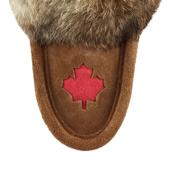 Women's Rabbit Fur Maple Leaf Moccasins