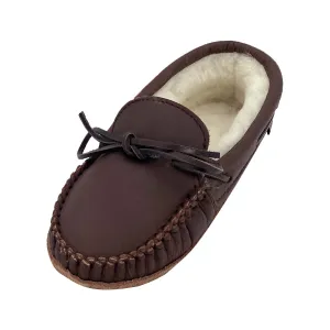Women's Sheepskin Lined Dark Brown Moccasins (Clearance)
