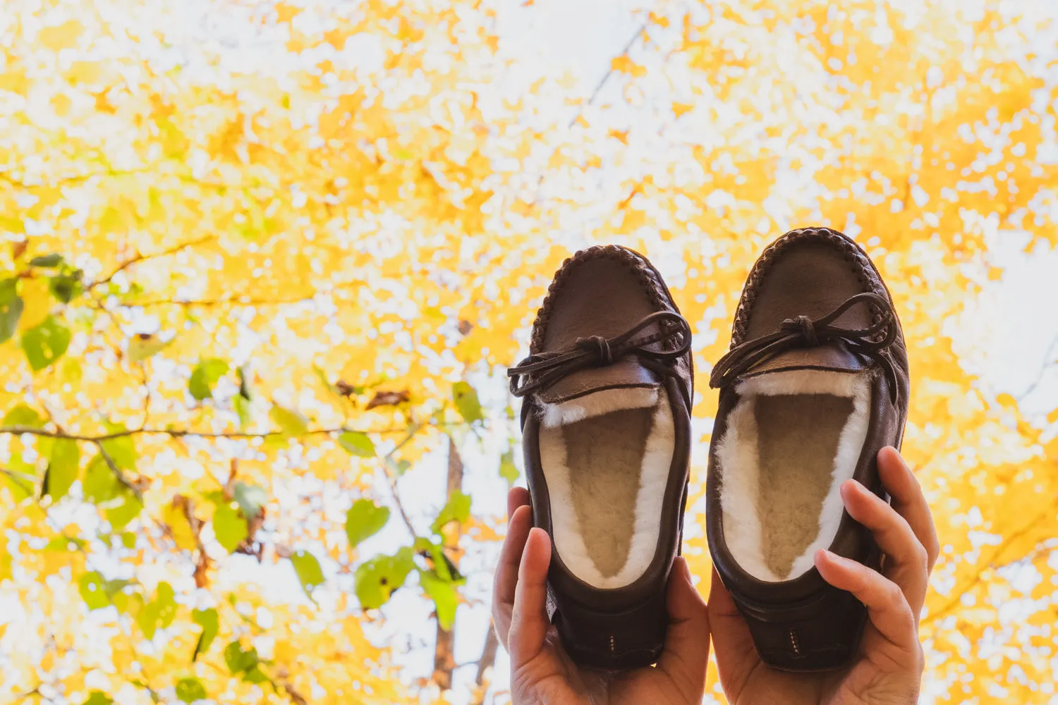 Women's Sheepskin Lined Dark Brown Moccasins (Clearance)
